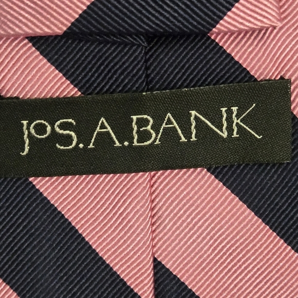 Jos. A. Bank Silk Pink and Black Diagonal Striped Tie - Picture 6 of 8
